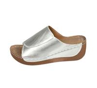 Sandalias de Cuña Chancletas Mujer Verano Pantuflas Gruesas de Verano Para Mujer Con Anchas Y Pez Gruesa Informales Sandalias Negras Cuña Chanclas Doradas (Silver 41)