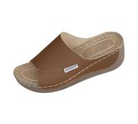 Sandalias de cuña cómodas para mujer, sandalias de soporte para arco, sandalias ortopédicas, con plataforma deslizante, transpirables, con tacón oblicuo y suela gruesa, marrón, 41 EU