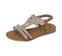Sandalias de cuña con flores y diamantes, estilo bohemio de verano para mujer, casuales y muy cómodas para playa y paseos 2026.