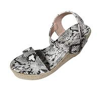 Sandalias de cuña con puntera abierta para mujer, alpargatas de verano, correa de tobillo, hebilla ajustable, antideslizante, zapatos de vacaciones, zapatos clásicos retro romanos para uso diario al