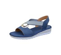 Sandalias de cuña con puntera abierta para mujer, zapatos de plataforma ancha con correa elástica para verano, cómodas, ligeras, informales, elegantes, retro, para caminar al aire libre, playa, Blue