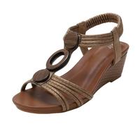 Sandalias de cuña con Tira elástica para Mujer, Zapatos cómodos e Informales de Verano para Caminar y para la Playa.,Bronce,36 EU