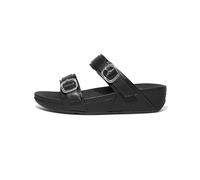 Fitflop Lulu Adjustable Leather Slides, Sandalias con cuña Mujer, All Black, 38 EU