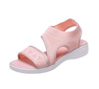 Sandalias de cuña de primavera sólidas para mujer 2026 Falt Dressy Trendy Spring 2026 Summer Open Toe Casual Ladies Work Office Comfort Women's Beach Comfortable Cute Fashion Western Sexy, Pink, 40 EU
