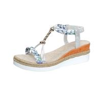 Sandalias de cuña elegantes de verano para mujer 2026 Falt Comfy Trendy Platform Spring Beaded Fashion Open Toe Beach Work Office Boho Round Toe Y2K Cutes Wedge Heel Sandals Western, Silver, 37.5 EU