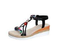 Sandalias de cuña elegantes de verano para mujer 2026 Falt Comfy Trendy Platform Spring Beaded Fashion Open Toe Beach Work Office Boho Round Toe Y2K Cutes Wedge Heel Sandals Western, Black, 39 EU