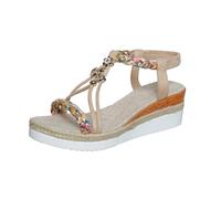 Sandalias de cuña elegantes de verano para mujer 2026 Falt Comfy Trendy Platform Spring Beaded Fashion Open Toe Beach Work Office Boho Round Toe Y2K Cutes Wedge Heel Sandals Western, beige, 40 EU