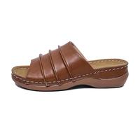 Sandalias de cuña femeninas cómodas transpirables ligeras sin cordones informales prácticas ideales para playa paseos diarios al libre primavera verano y otoño (Brown, 38)