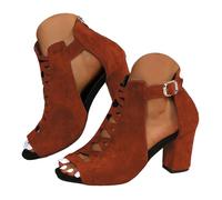 Sandalias de cuña genéricas para mujer 2026 - Modelo Casual Playa Corte Occidental - Moda linda Sexy Punta Abierta - Ideal Primavera-Verano Vestidas - Cómodas antideslizantes, Ladrillo rojo, 37.5 EU
