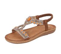 Sandalias de cuña genéricas para mujer verano boheme - Sandalias de mujer verano cómodo sandalias planas para mujer verano playa caminando sandalias de plataforma brida tobillo sandalias de tacón