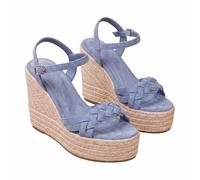 Sandalias de cuña Mujer Alpargata Verano Cómodo Sandalias Mujer Casual Elegante con Hebillas Ajustable Zapatos de Playa Transpirable Plataforma Punta Abierta Zapatos Ciudad, azul celeste, 38 EU