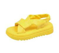 Sandalias de Cuña Mujer Sandalias Senderismo Mujer de Playa Muy Buen Gusto Con Fondo Grueso Verano Para Con Pantuflas Coloridas Para Montaña Zapatos Cuñ (Yellow,38)