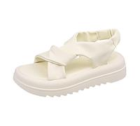 Sandalias de Cuña Mujer Sandalias Senderismo Mujer de Playa Muy Buen Gusto Con Fondo Grueso Verano Para Con Pantuflas Coloridas Para Montaña Zapatos Cuñ (White,40)