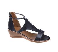 Sandalias de cuña Mujer Verano Cómodo Casual Chanclas Ortopédicas Flor Sandalias Sandalias Cuero Mujer Cuña Con Banda Cruzada Zapatillas Verano Anatómicas Cómodas Hecho En Italia, Le Noir, 41 EU