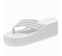Sandalias De Cuña Mujer Verano Cómodo - Sandalia De Verano De Moda Para Mujeres Chanclas Con Cordones Ciudad Tema Colgantes De Plataforma Coloridos Encantadores Zapatos De Calza, blanco, 40 EU