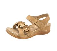 Sandalias de cuña Mujer Verano Sandalias Mujer Verano Cómodas, Mulas De Cuero Vintage, Plataforma, Cuentos, Zapatillas Ortopédicas Prima, Zapatillas De Playa De Verano Talla Tacón Mujer, amarillo, 37