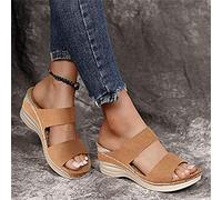 Sandalias de cuña para Mujer 2026 Dressy Summer Peep Toe Plataforma Sandalias Tobillo Hebilla Alpargatas Sandalias Chanclas, Marrón, US11/EU43