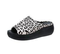 Sandalias de cuña para mujer 42, sandalias de cuña sin cordones Peep Toe Pantuflas Muffin Zapatillas de leopardo Plataforma Cuñas Sandalias Plataforma Sandalias Plataforma Sandalias Plataforma