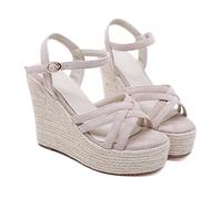 Sandalias de cuña para mujer al aire libre, correa de tobillo con hebilla ajustable transpirable informal de verano hace que las sandalias de plataforma, para sandalia de alpargata de playa al aire li