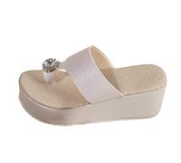 Sandalias de cuña para mujer con diamantes de imitación, sandalias de plataforma de moda para verano y festivales, cómodas zapatillas casuales con plantilla acolchada, zapatos ligeros para mujer para