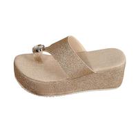 Sandalias de cuña para mujer con diamantes de imitación, sandalias de plataforma de moda para verano y festivales, cómodas zapatillas casuales con plantilla acolchada, zapatos ligeros para mujer para