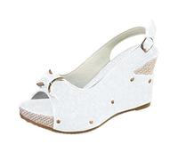 Sandalias de cuña para mujer, con nudo, sandalias y desnudos, para mujer, antideslizantes, zapatos de verano, cómodos, elegantes, zapatos de mujer con tachuelas decorativas para vacaciones de la