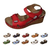 Sandalias de cuña para mujer, con plataforma, con tacón, sandalias de verano, transpirables, cómodas, pantuflas de pescado, sandalias ligeras para el día de la madre, rojo, 41 EU