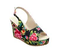 Sandalias de cuña para mujer, de ajuste ancho, puntera cerrada, tacón medio, soporte para fascitis plantar, sandalias de cuña con tiras para fiesta, boda, correa de tobillo para novia, verano, Black