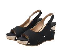 Sandalias de cuña para mujer, de ajuste ancho, sandalias de plataforma para mujer, sin espalda, transpirables, con puntera abierta, antideslizantes, con decoración de remaches de metal, cómodos