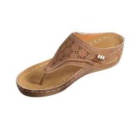 Sandalias de cuña para mujer del Reino Unido, elegantes, informales, cómodas, con barra en T, sandalias anchas anchas sin espalda, sandalias de cuero retro para mujer, sandalias de tacón medio