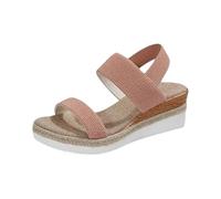 Sandalias de cuña para mujer elástica con suela gruesa playa, sandalias de verano, ligero, cómodo, punta abierta, desnudo, transpirables, zapatos de goma, rojo, 40 EU