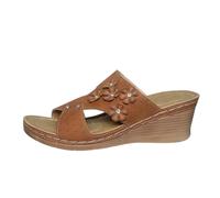 Sandalias de cuña para mujer, estilo bohemio, robustas, con plantilla de corcho, pantuflas de verano, chanclas de baño, zapatillas de natación, zapatos de playa, para el día a día, marrón, 42 EU