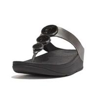Fitflop Women's Halo Bead-Circle Metallic Toe-Post Sandals, Pewter Black, 37 EU