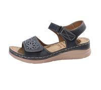 Sandalias de cuña para mujer, informales, ortopédicas, de ajuste ancho, huecas, transpirables, con puntera abierta, con hebilla ajustable, cómodas zapatos plantares para caminar en verano y vacaciones