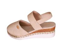 Sandalias de cuña para mujer, minimalistas, con correa elástica, estilo bohemio, para verano, cómodas, para la playa, White, 38 EU