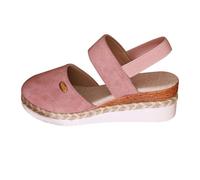 Sandalias de cuña para mujer, minimalistas, con correa elástica, estilo bohemio, para verano, cómodas, para la playa, Pink, 38.5 EU