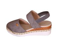 Sandalias de cuña para mujer, minimalistas, con correa elástica, estilo bohemio, para verano, cómodas, para la playa, gris, 37.5 EU