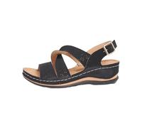 Sandalias de cuña para mujer, plataforma ortopédica, puntera abierta, con tiras, ajuste ancho, tacón grueso, suela gruesa, zapatos de verano antideslizantes para caminar, talla del Reino Unido
