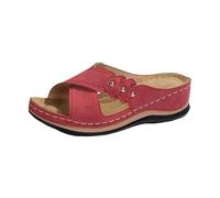 Sandalias de cuña para mujer, puntera abierta, ajuste ancho, plataforma de soporte de arco de verano, deslizantes, para mujer, a la moda, casual, suela gruesa, sin espalda, Red, 5.5 UK 3X-Narrow