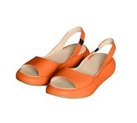 Sandalias de cuña para mujer, puntera abierta, plataforma de verano, zapatos de playa, transpirables, para caminar, Orange, 38 EU