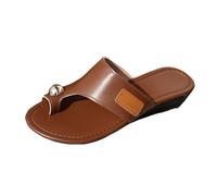 Sandalias de cuña para mujer, sandalias de cuña para mujer, sandalias de cuña Peep Toe, sandalias de piel sintética, sandalias antideslizantes para mujer, transpirables, tallas 36-43, marrón, 37 EU