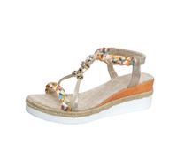 Sandalias de cuña para mujer, sandalias de cuña Peep Toe, sandalias de cuña, sandalias con correa en el tobillo, sandalias de verano, sandalias de playa transpirables, tallas 36-43, dorado, 43 EU