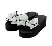 Sandalias de cuña para mujer, sandalias de plataforma con pajarita, sandalias de cuña, transpirables, cómodas sandalias de playa para mujer, sandalias con suela suave, sandalias de verano, Blanco, 40