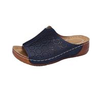 Sandalias de cuña para mujer, sandalias de verano para mujer, color negro, plataforma cómoda, zapatos de verano, suelas suaves, resistentes al desgaste, zapatos casuales, sandalias de cuña, azul, 36