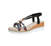 Sandalias de cuña para mujer, transpirables, antideslizantes, punta abierta, tacón de plataforma, cómodas, semicolgantes, sandalias para mujer, estrechas, Negro , 40 EU Ancho