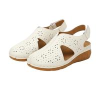 Sandalias de cuña Punta cerrada para mujer - Sandalia plana para mujer cómodos zapatos casuales verano mulas caladas sandalette transpirable zapatos de caminar senderismo mule novia tobillo sandalette