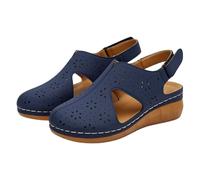 Sandalias de cuña Punta cerrada para mujer - Sandalia plana para mujer cómodos zapatos casuales verano mulas caladas sandalette transpirable zapatos de caminar senderismo mule novia tobillo sandalette