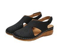 Sandalias de cuña Punta cerrada para mujer - Sandalia plana para mujer cómodos zapatos casuales verano mulas caladas sandalette transpirable zapatos de caminar senderismo mule novia tobillo sandalette