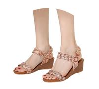 Sandalias de cuña Sandalias Mujer Verano Vintage Bohemian Sandalias Abiertas Trenzadas Cuerda Trenzada Zapatos Romanos Zapatos Cómodos al Aire Libre Senderismo Deportes Sandalias de Playa, marrón, 38