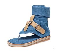 Sandalias de Cuña Sandalias Negras Mujer Planas de Verano Transfronterizas Comercio Exterior,Hebilla Cinturón Cuero Vaquero,Zapatos Sandalia Deportiva Mujer (Blue,41)